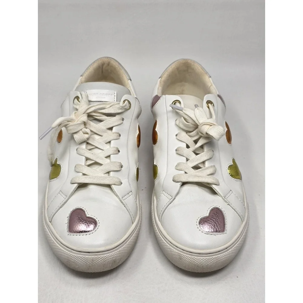 Kurt Geiger Womens London Lane Love White Leather Rainbow Heart Sneakers EU 38.5